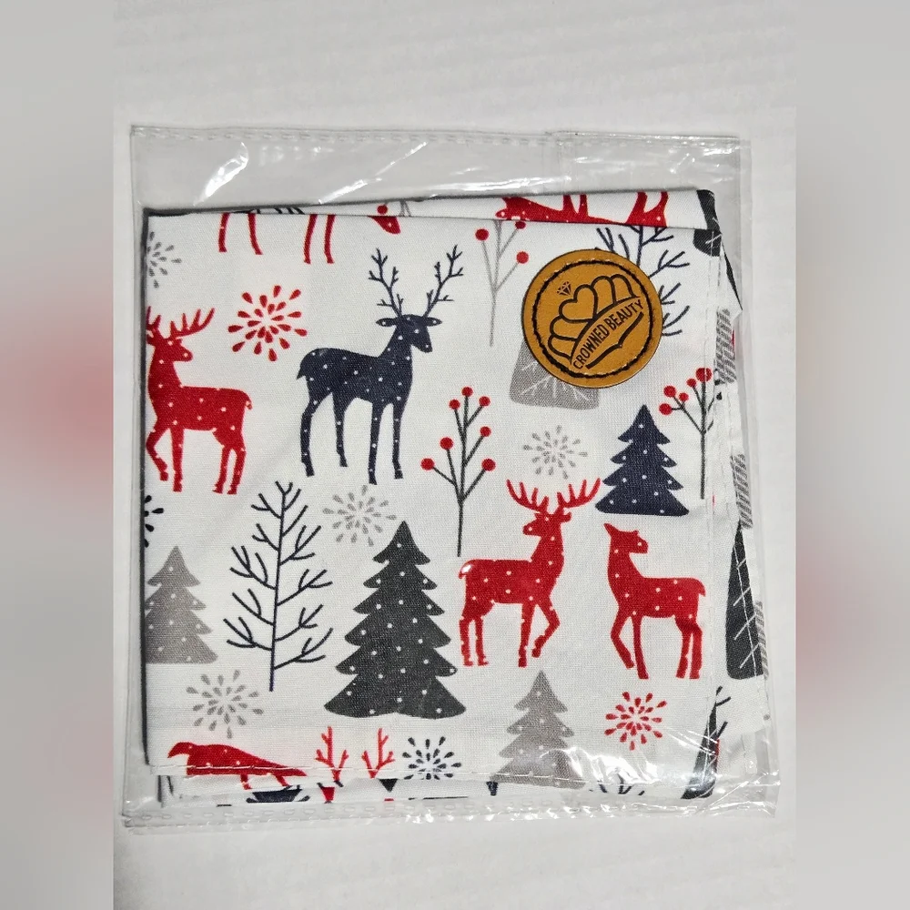 Set of 2 Crowned Beauty Christmas Dog Bandanas Reindeer Trees‎ Holiday Pet Scarf